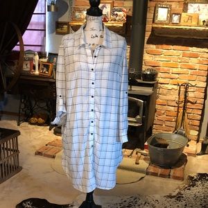 🤩👀White&Black Check Shirt Dress w/ POCKETS NWOT